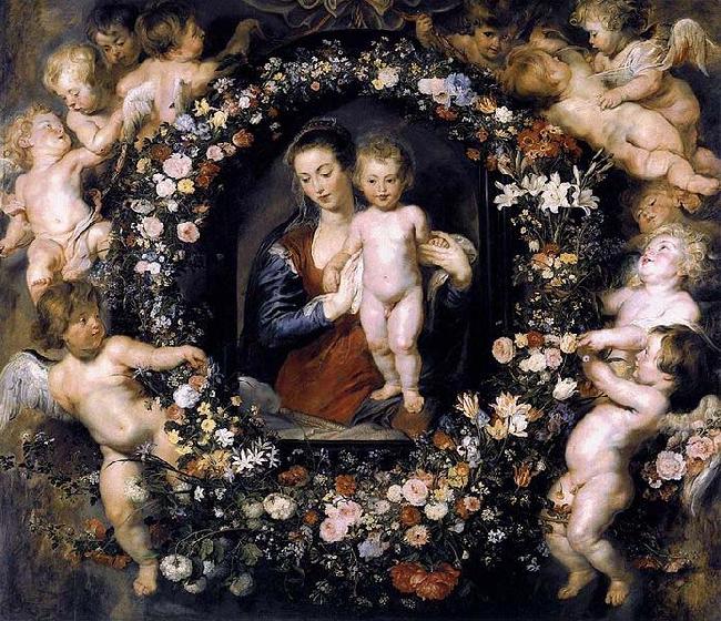 Peter Paul Rubens Madonna on Floral Wreath